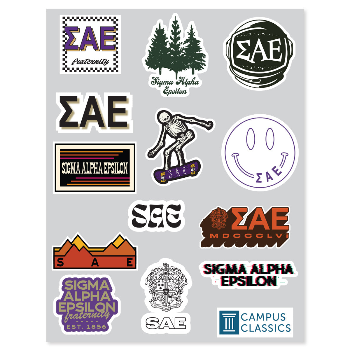 SAE Retro Sticker Sheet – Campus Classics