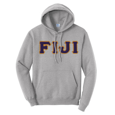 FIJI Heather Gray Hoodie with Sewn On Letters Phi Gamma Delta