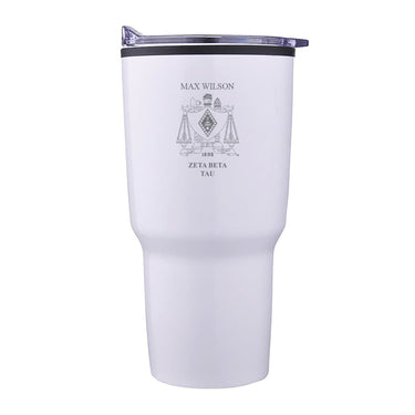 ZBT Personalized 30oz White Tumbler | Zeta Beta Tau | Drinkware > Travel mugs