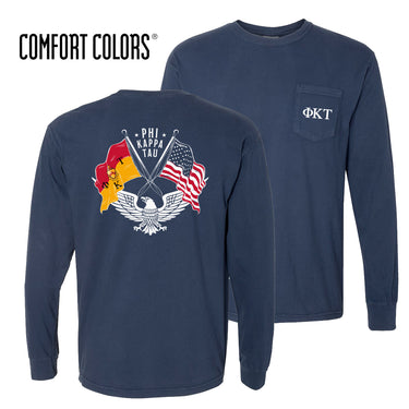 Phi Tau Comfort Colors Navy Patriot tee | Phi Kappa Tau | Shirts > Short sleeve t-shirts