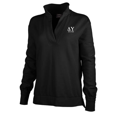 Delta Upsilon Black Embroidered Mom Sweatshirt