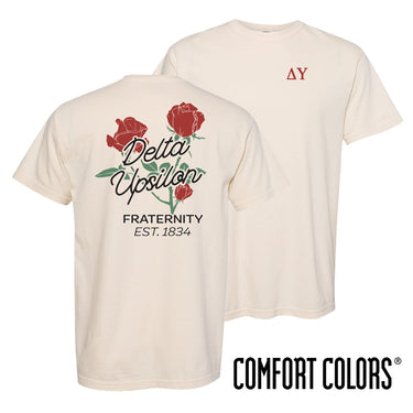 Delta Upsilon Comfort Colors Rosebud Ivory Short Sleeve Tee