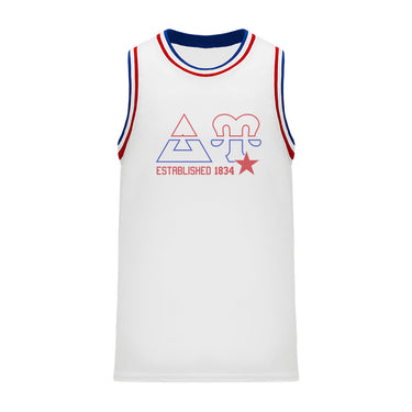 Delta Upsilon Retro Block Basketball Jersey | Delta Upsilon | Shirts > Jerseys