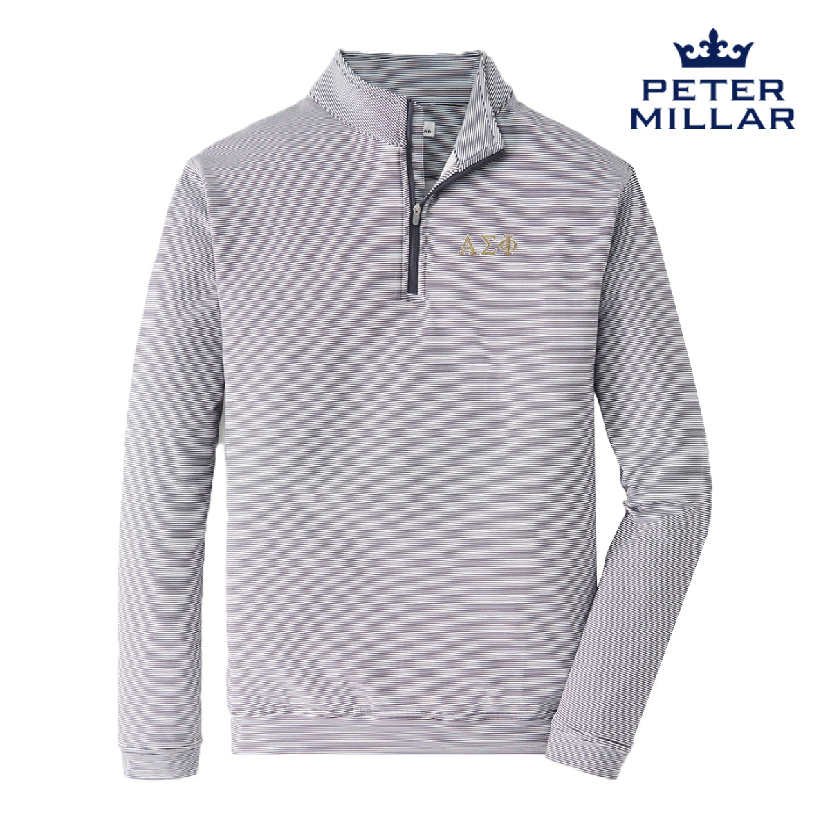 SAE Personalized Peter Millar Mini Stripe Stretch Quarter Zip