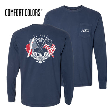 Alpha Sig Comfort Colors Navy Patriot tee | Alpha Sigma Phi | Shirts > Short sleeve t-shirts