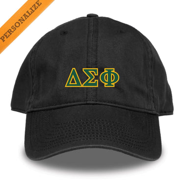 Delta Sig Personalized Black Hat | Delta Sigma Phi | Headwear > Billed hats